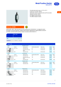 Thumbnail of document Data Sheet - 8074/2 Position switch made of metal